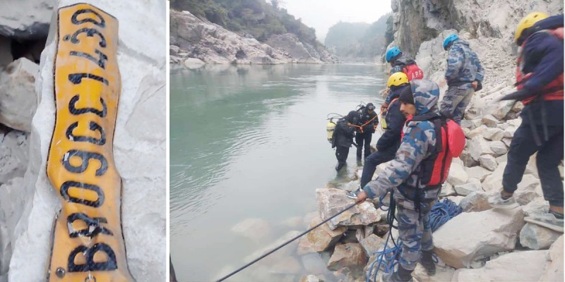 त्रिशूली नदीमा खसेको भारतीय नम्बर प्लेटको बलेरो